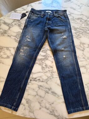 NWT Cycle Jeans Woman Blue Button fly Distressed Sz 30